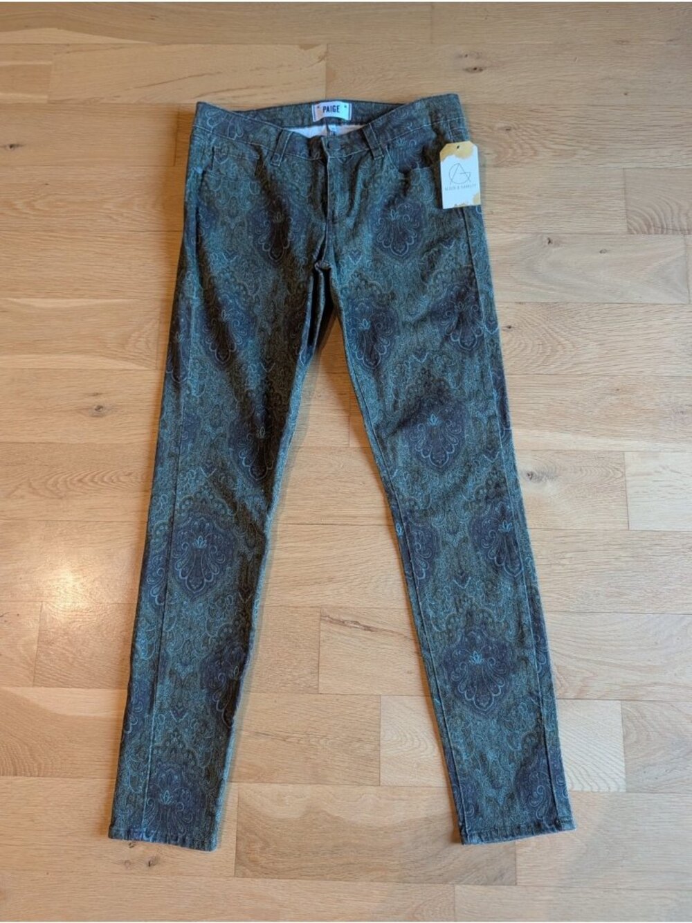 PAIGE Paisley Print Verdugo Ultra Skinny Jeans, Size 29